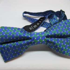 100% Silk Almasi (Pre-Tied) Bow Tie Blue & Green